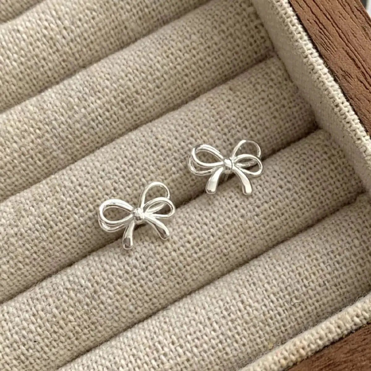 925 Sterling Silver Bow Earrings Simply Love