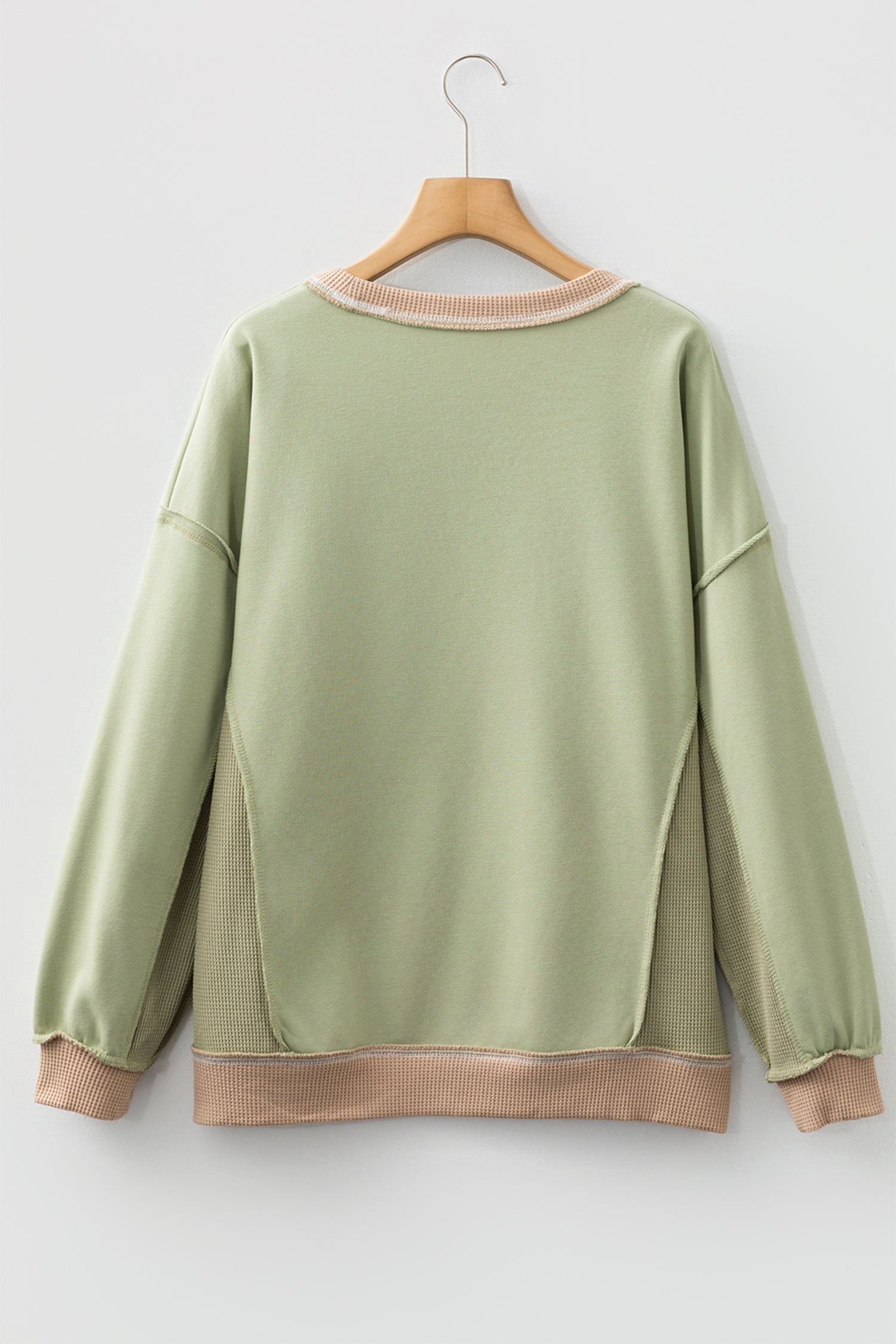 Dear-Lover Green Waffle Sweatshirt Women's Daily Oversized Patchwork Top Casual Fall Dear-Lover Dropshipping