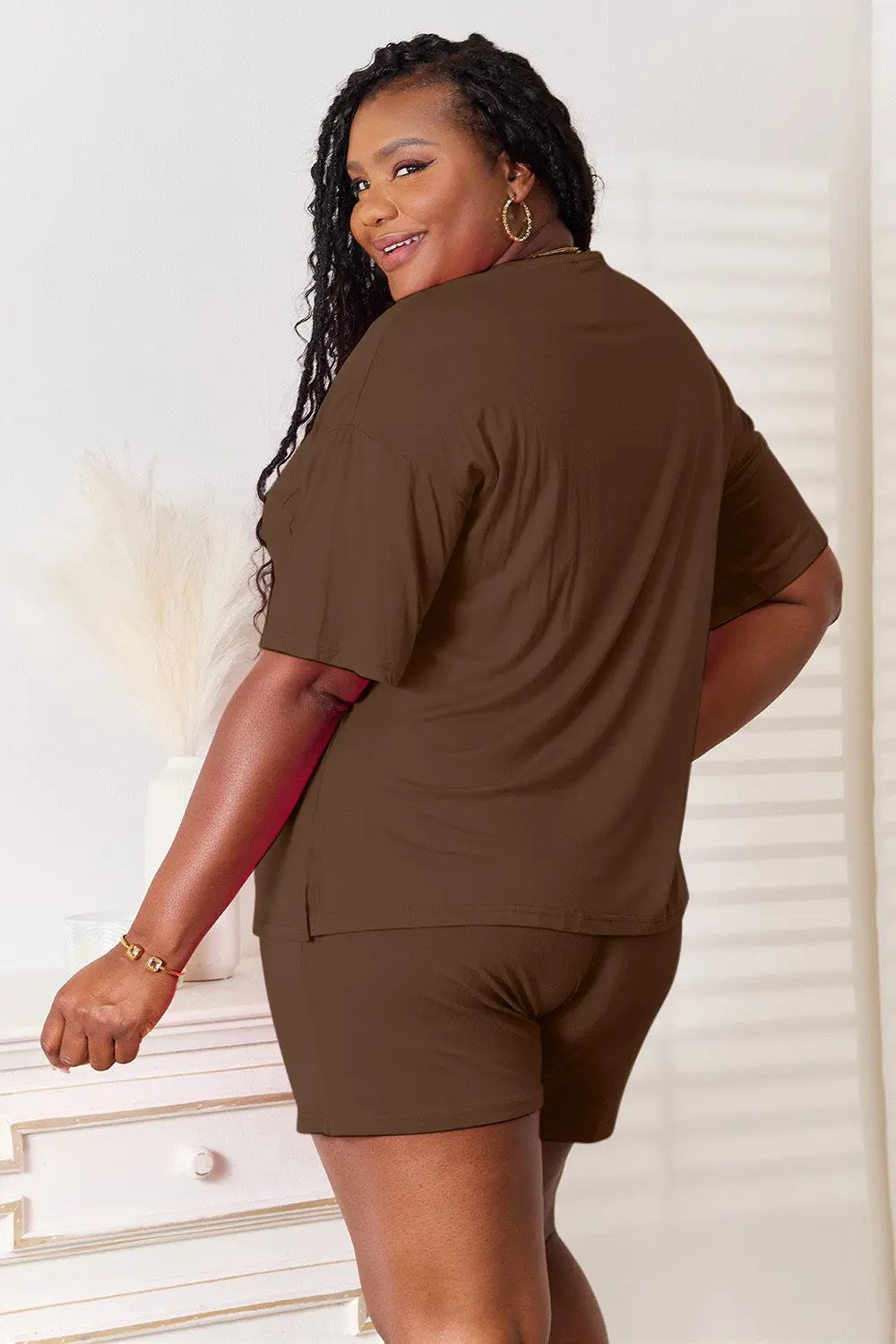 Basic Bae Full Size Soft Rayon Half Sleeve Top and Shorts Set - Love Salve