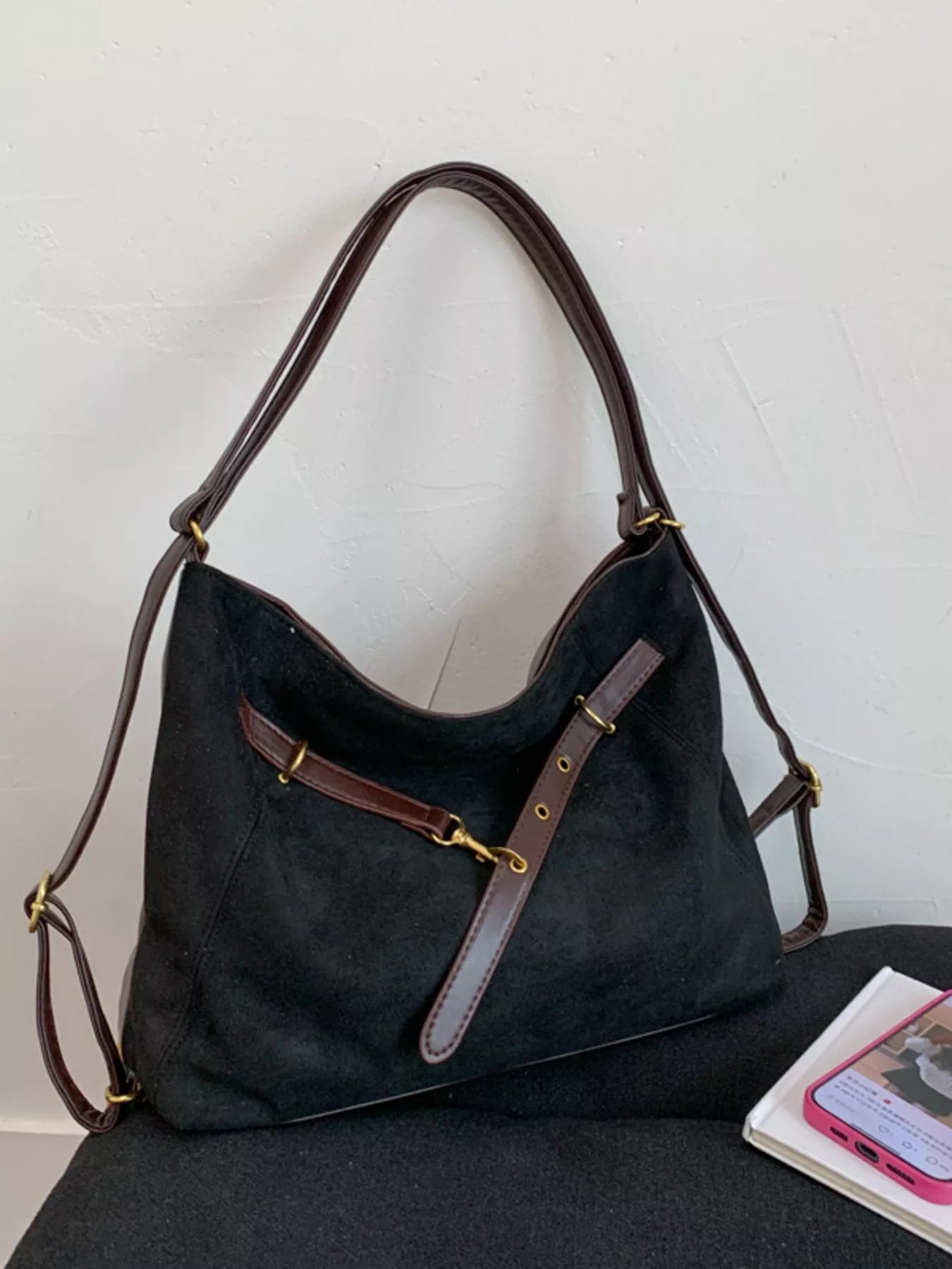 Adjustable Strap Handbag with Charm Simply Love