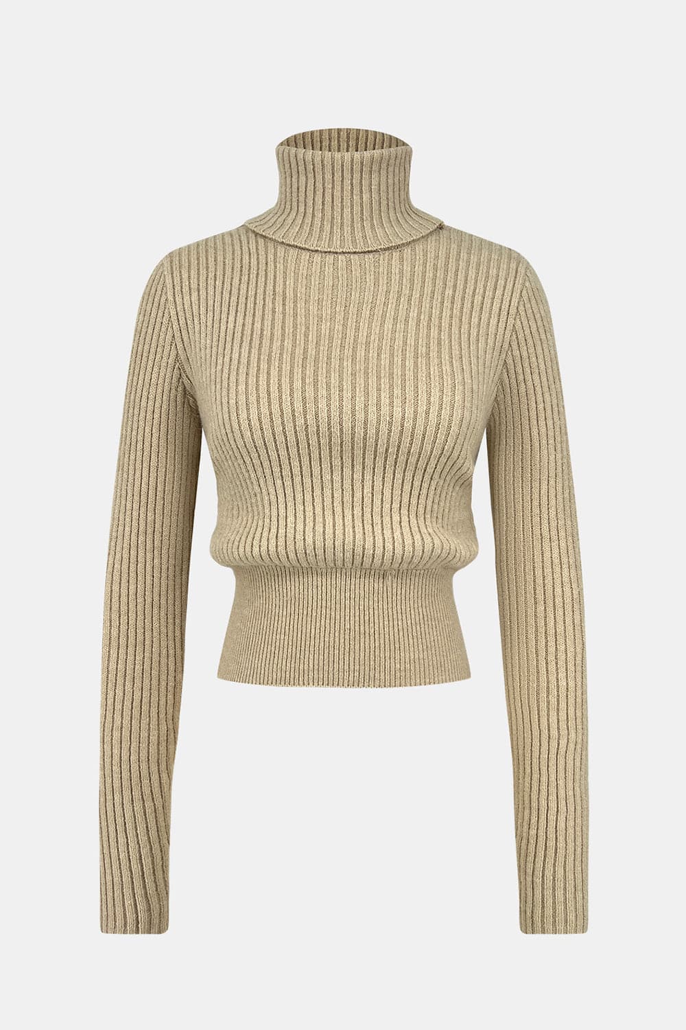 Ribbed Turtleneck Long Sleeve Sweater.