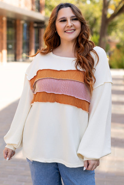 White knit drop sleeve top