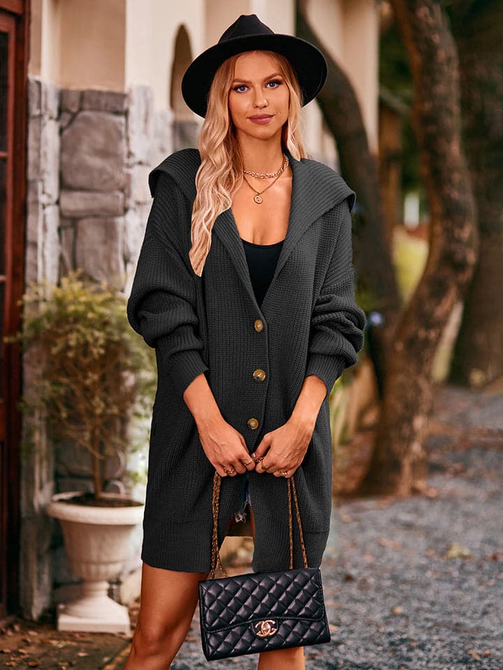 Dropped Shoulder Long Sleeve Cardigan.