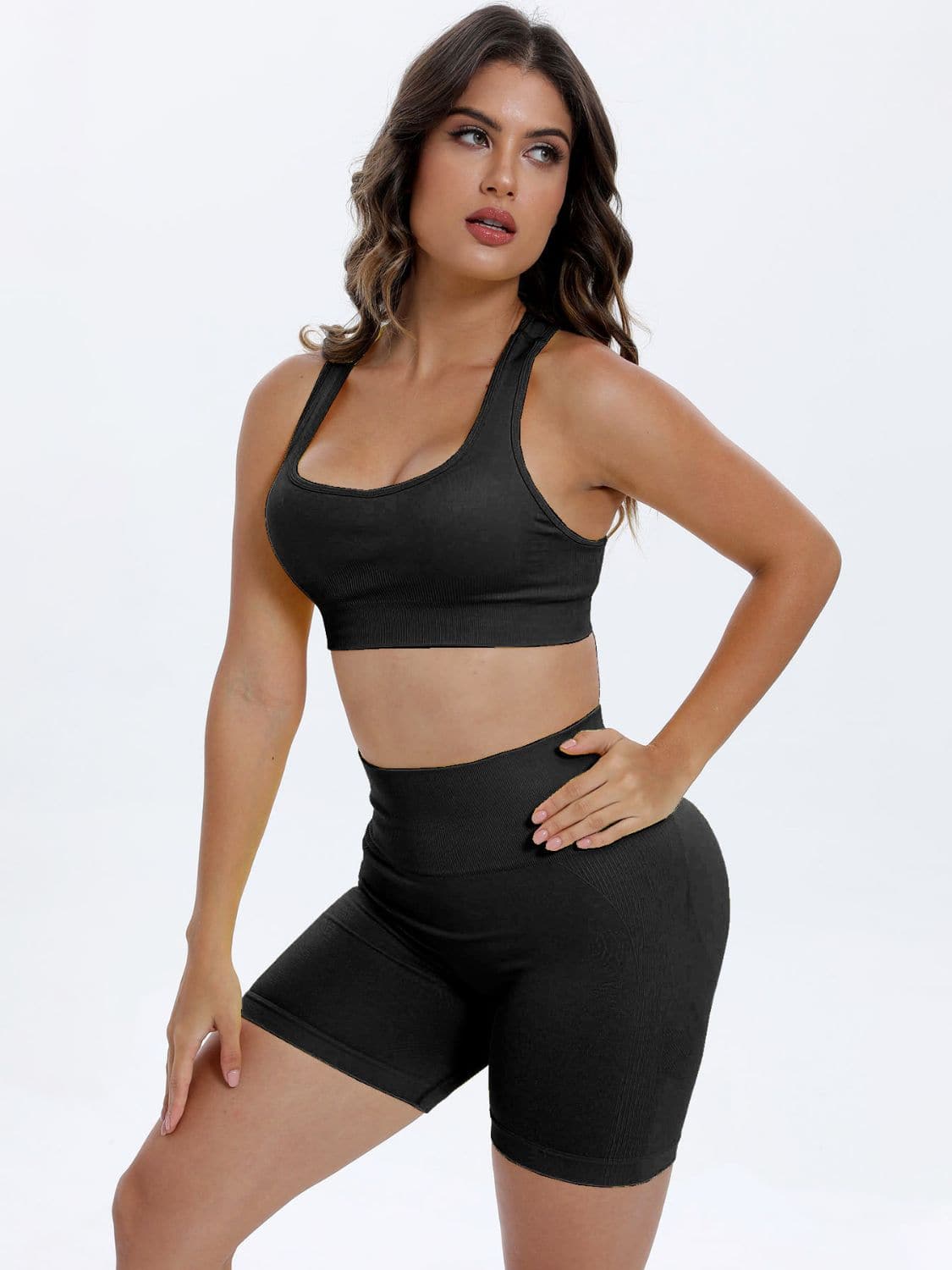 Scoop Neck Wide Strap Top and Shorts Active Set.