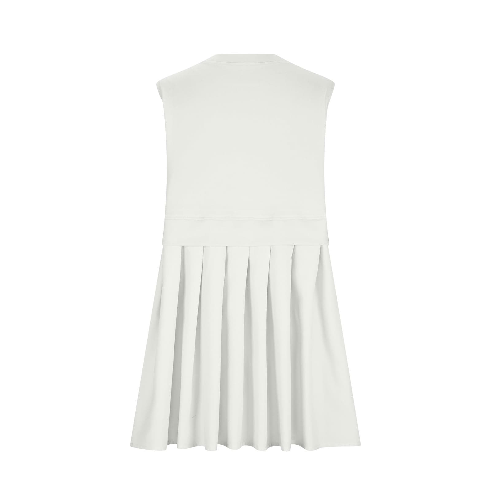 Pleated Round Neck Sleeveless Mini Dress.