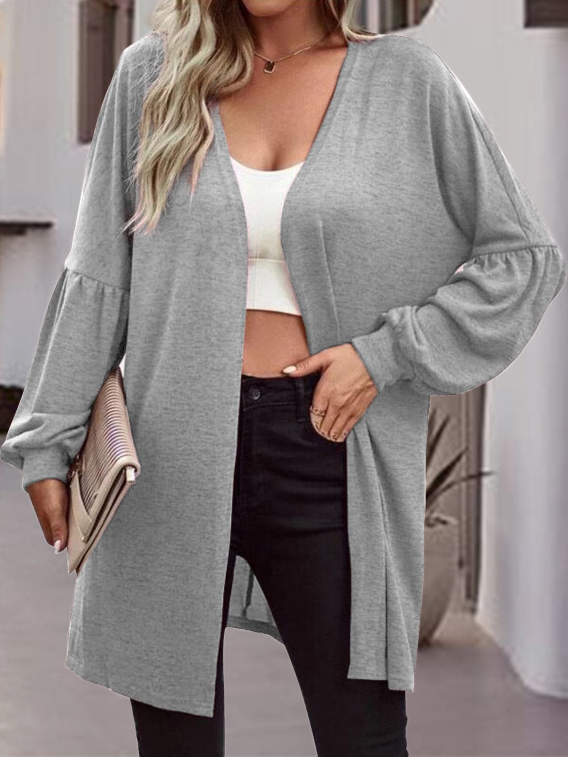 Open Front Long Sleeve Cardigan.