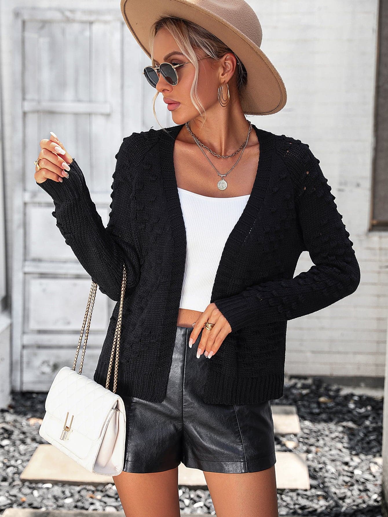 Open Front Long Sleeve Cardigan.