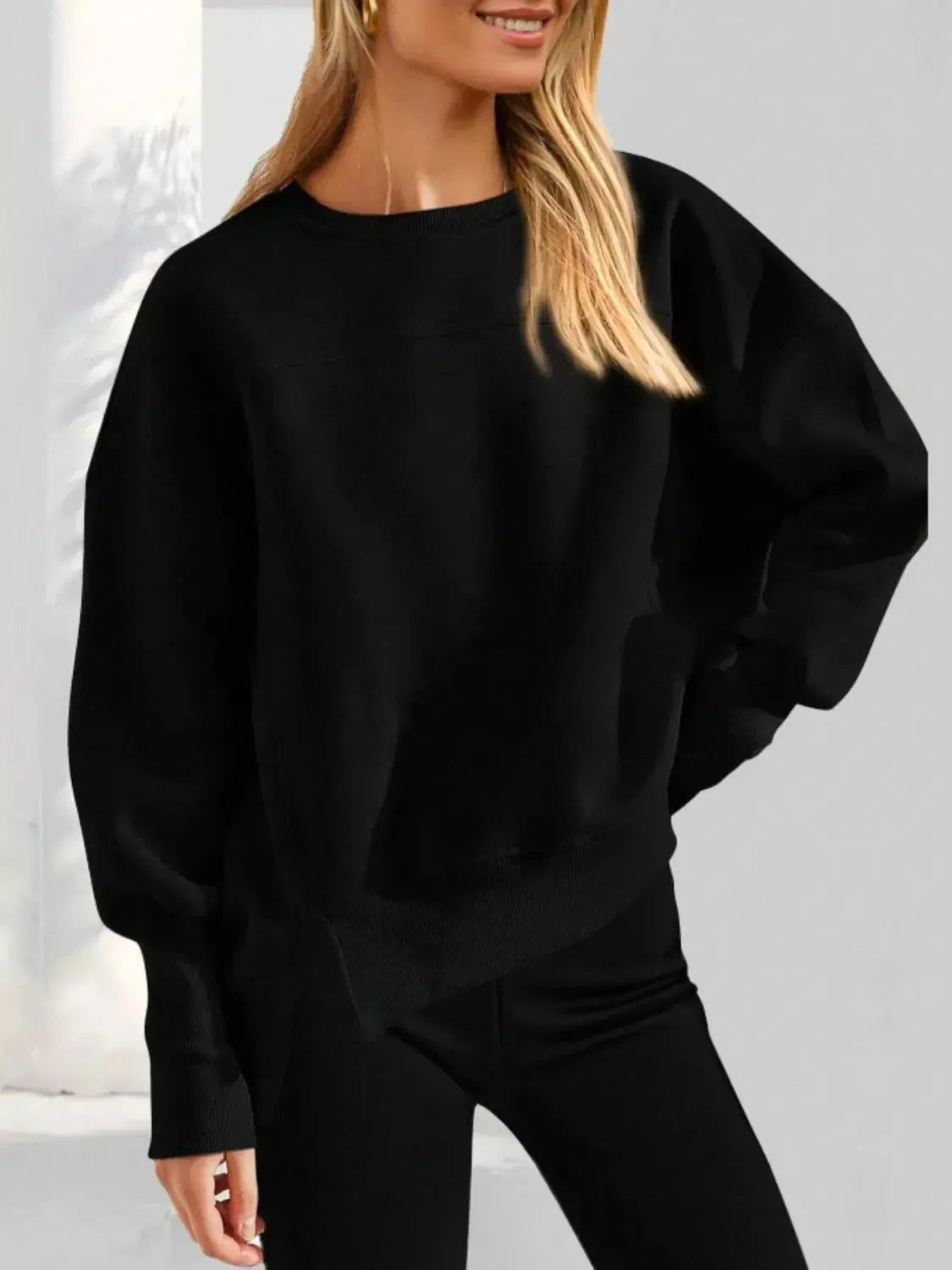 Casual Loose Side Slit Sweatshirt Simply Love