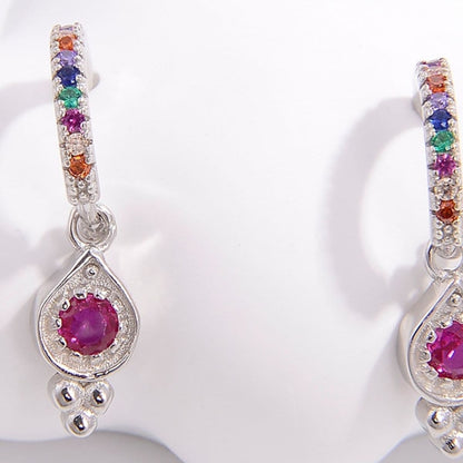 925 Sterling Silver Inlaid Zircon Earrings.