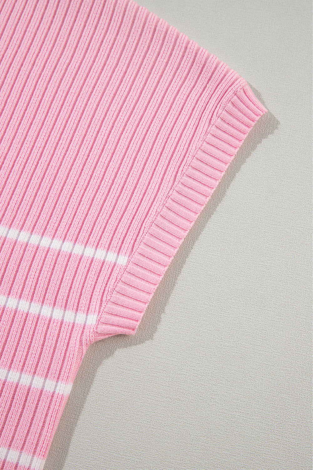 Chic pink striped ribbed plus-size tee for ultimate comfort