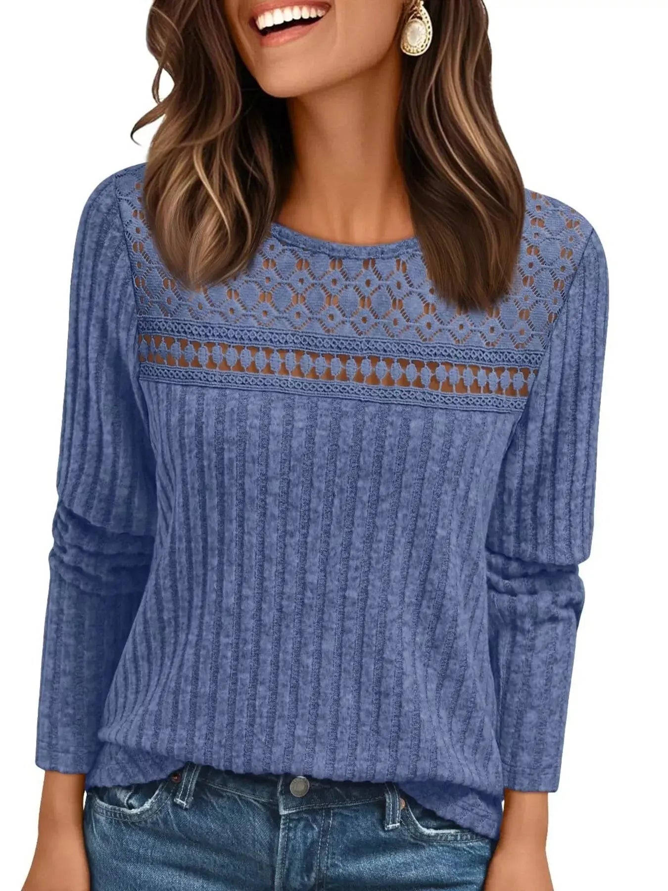 Ribbed Long Sleeve T-Shirt Simply Love
