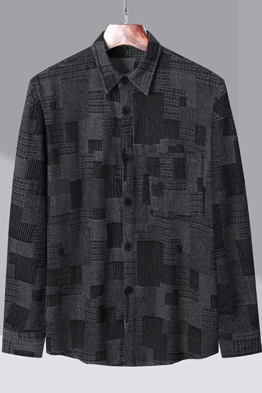 Men's Plus Size Patchwork Denim Casual Button Up Shirt Simply Love