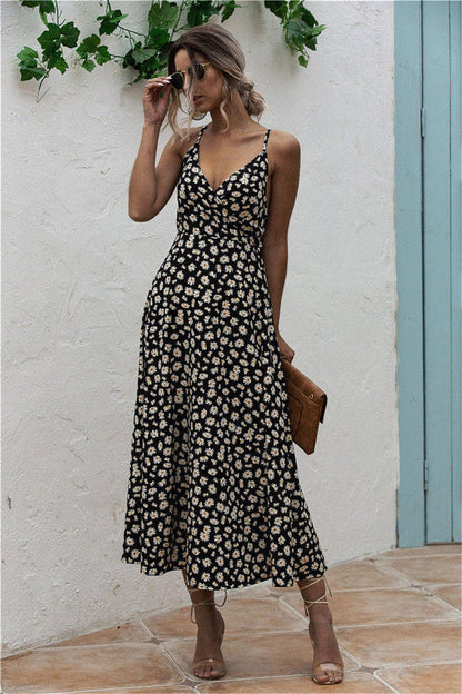 Daisy Print Surplice Midi Cami Dress.