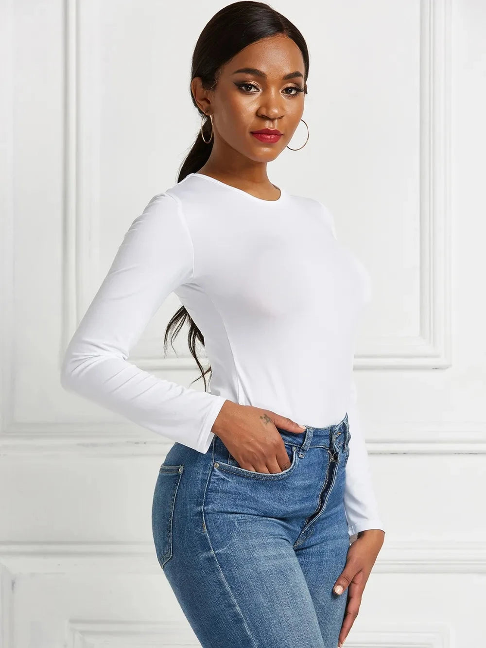 Round Neck Long Sleeve Bodysuit Coco’s Tee Boutique
