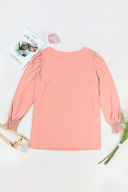 Chic pink flounced sleeve top for plus sizes