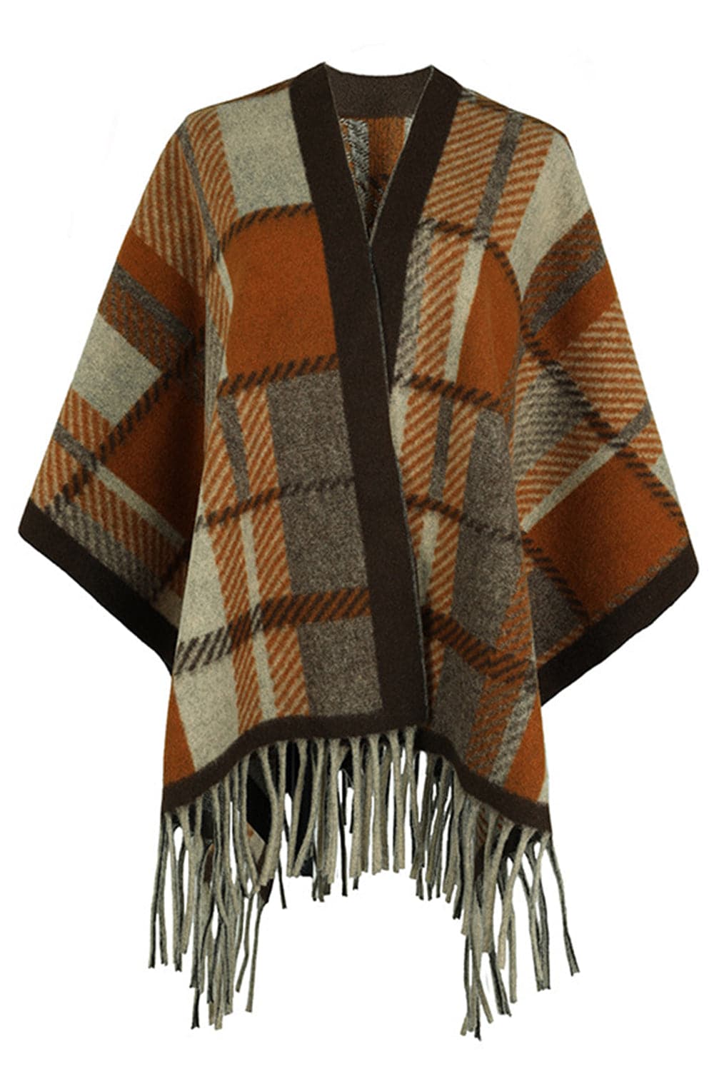 Cloak Sleeve Fringe Detail Poncho.