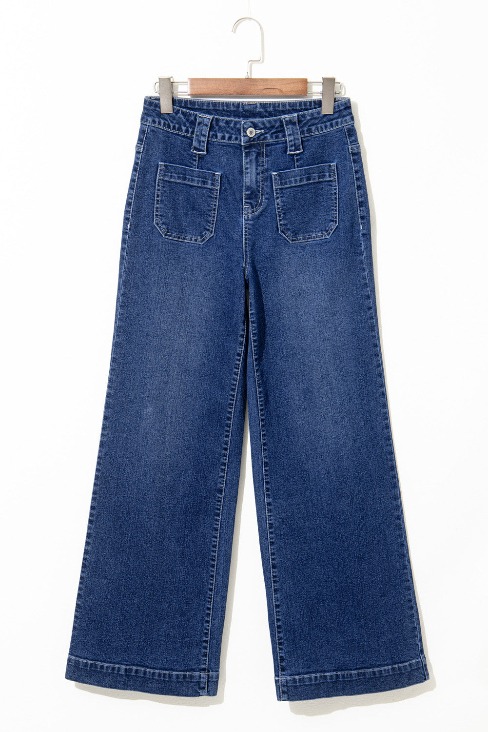 Sail blue high-waisted wide-leg jeans with pockets