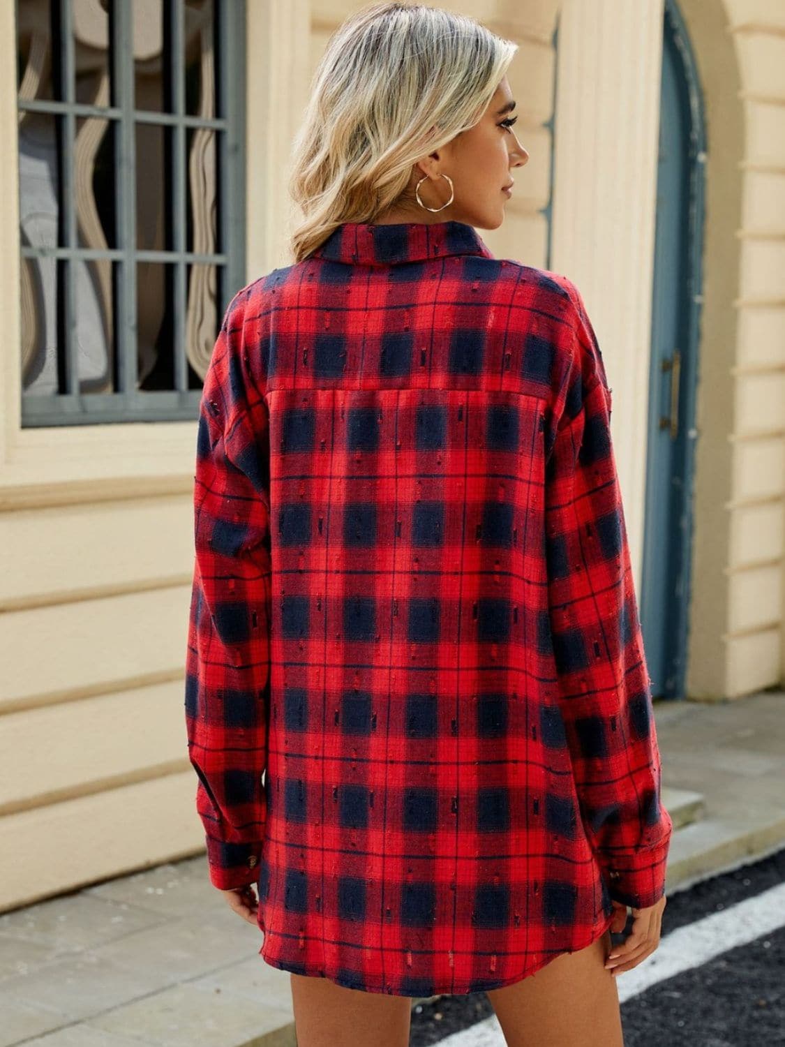 Plaid Button Up Long Sleeve Shirt.