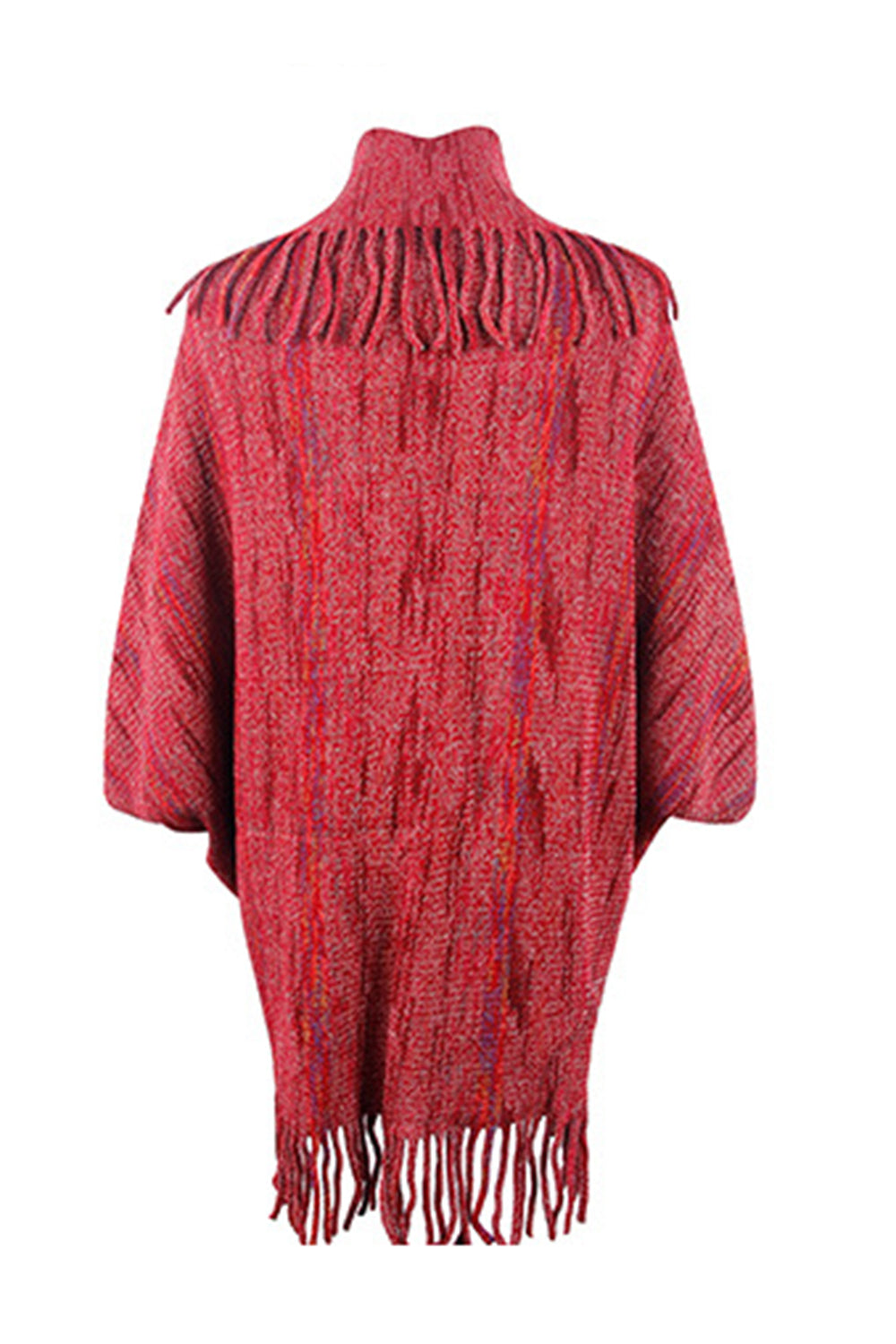 Fringe Detail Printed Poncho Coco’s Tee Boutique