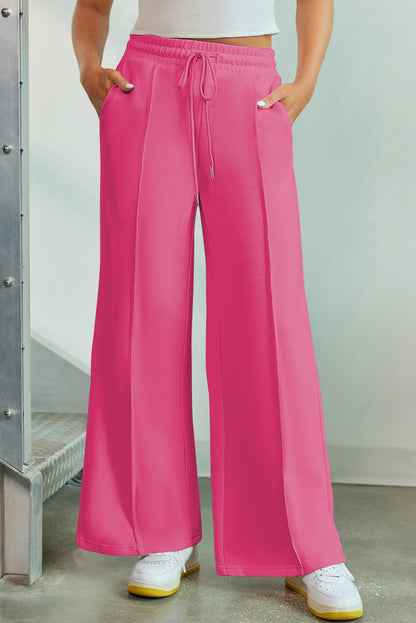 Chic rose red wide leg sweatpants