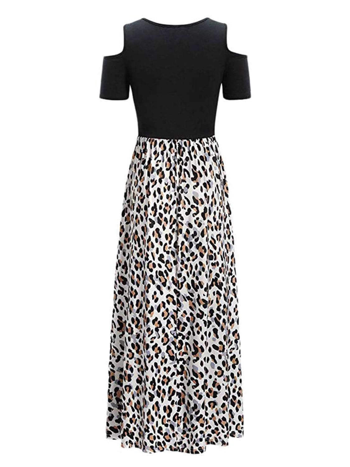 Leopard Round Neck Cold Shoulder Dress.