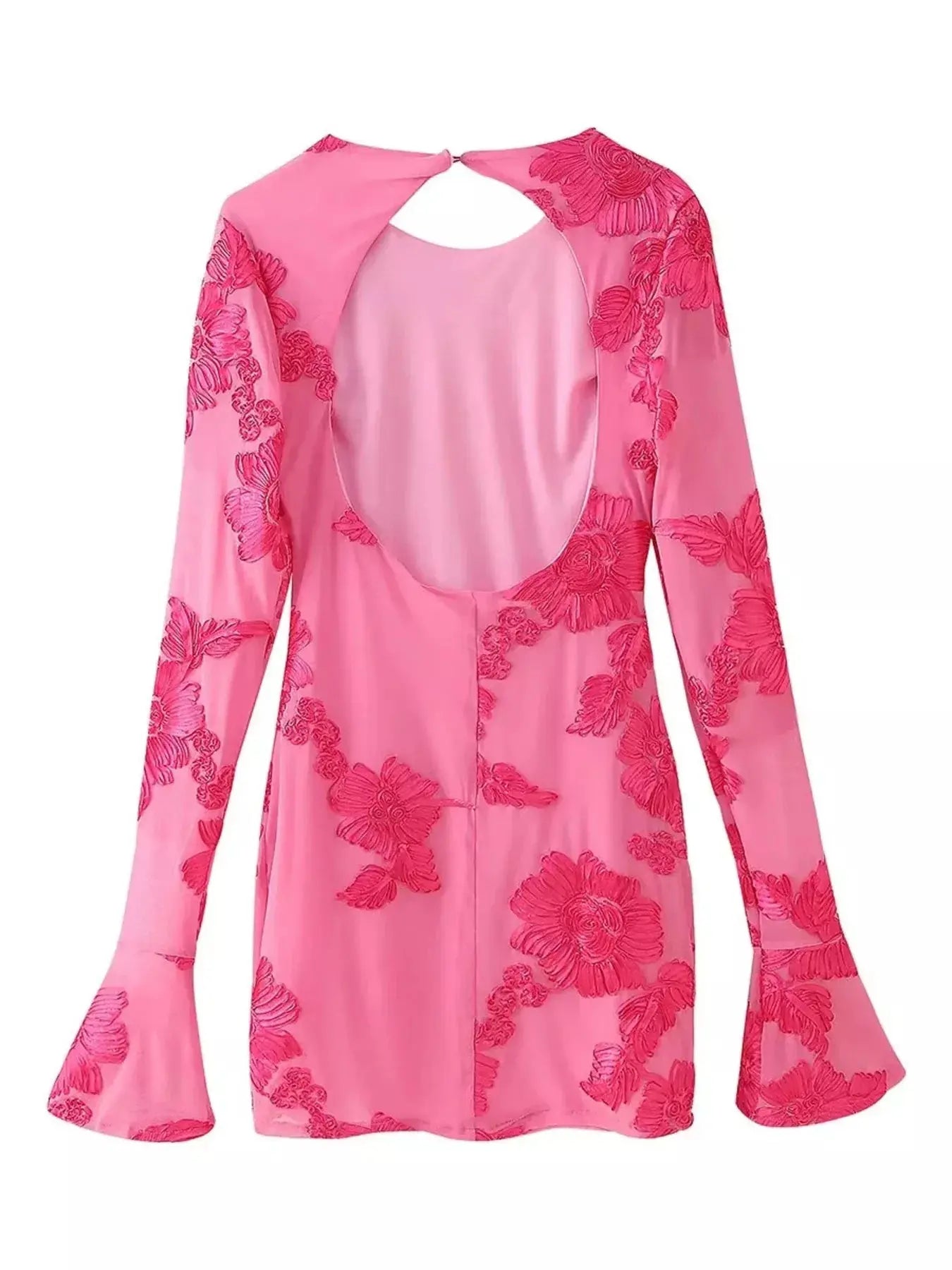 Backless Floral Flounce Sleeve Dress Simply Love