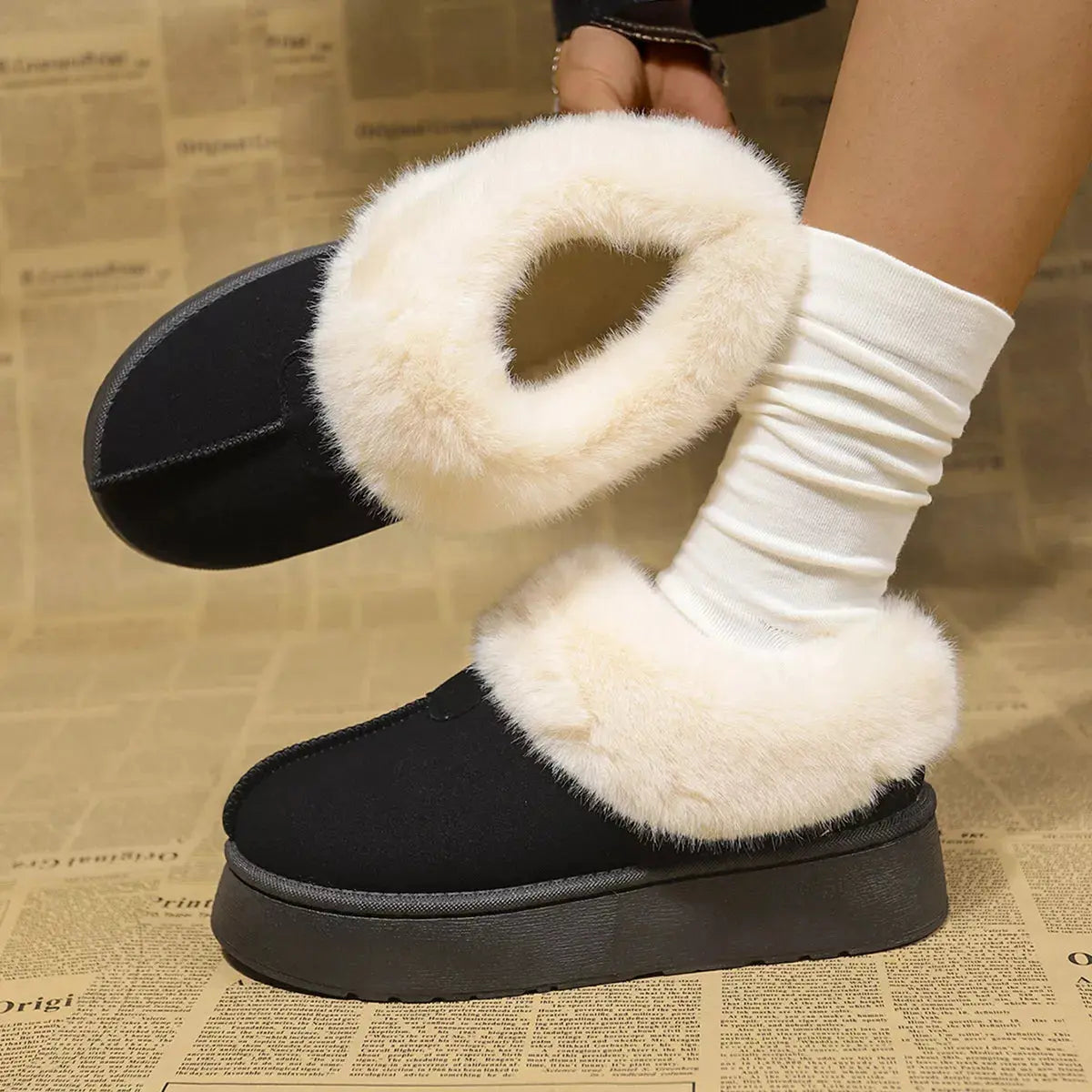Fuzzy Platform Ankle Boots Simply Love