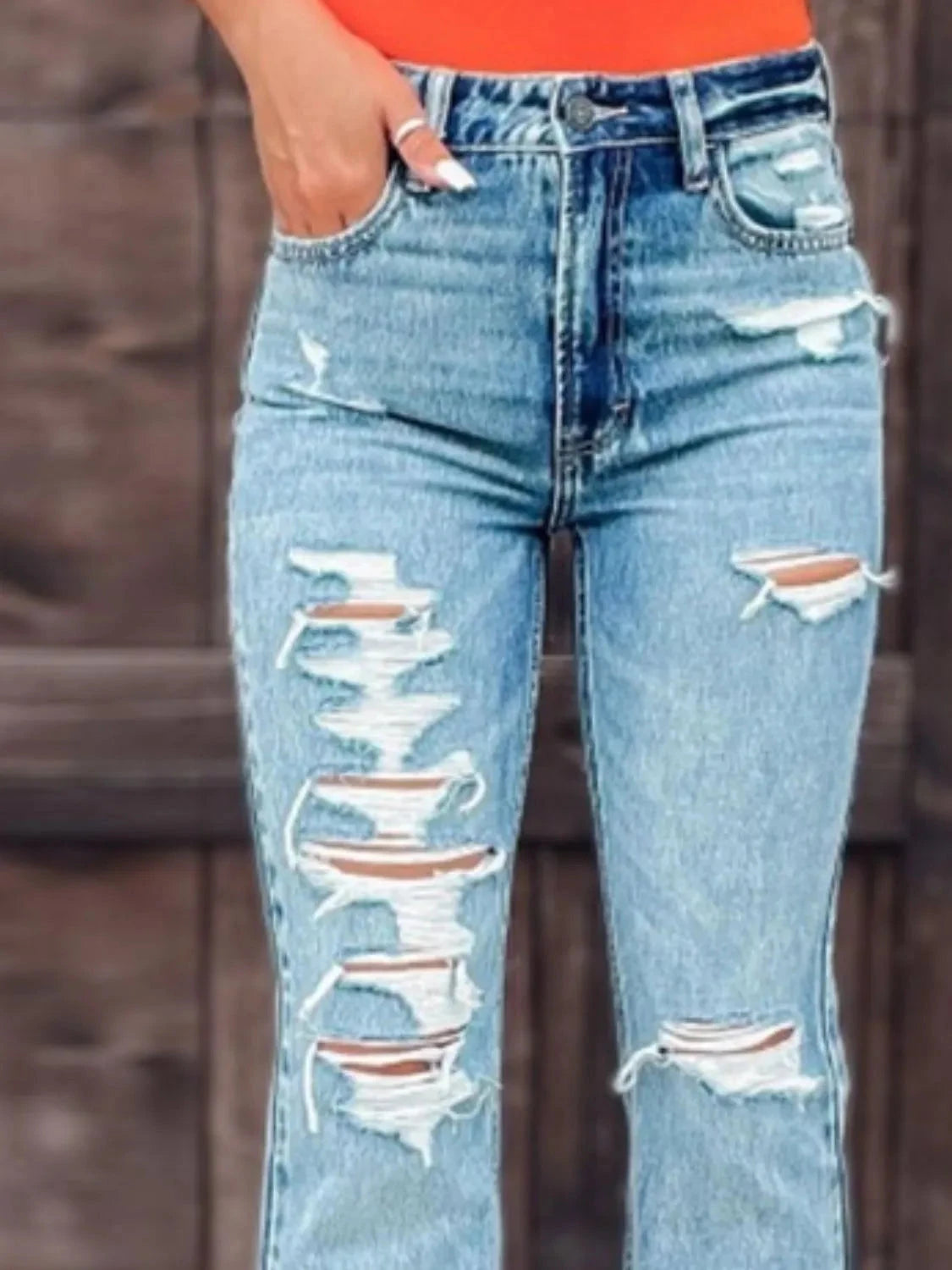 Max Slit Distressed Bootcut Jeans – Small to 2XL Coco’s Tee Boutique