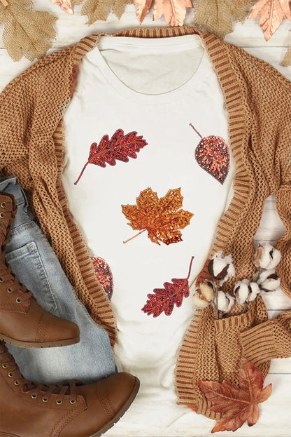 Chic sequin maple leaf tee