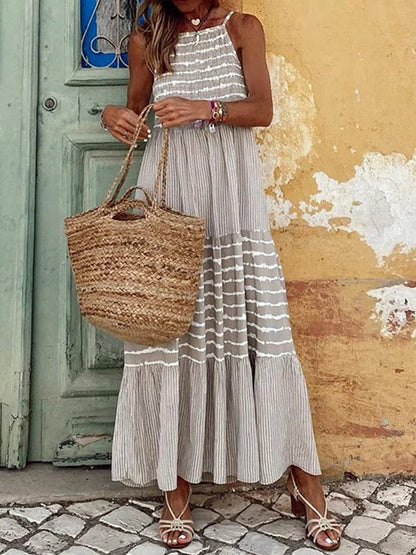 Tiered Striped Sleeveless Cami Dress.