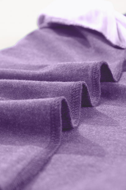 Tillandsia Purple Contrast Striped Raglan Long Sleeve Top