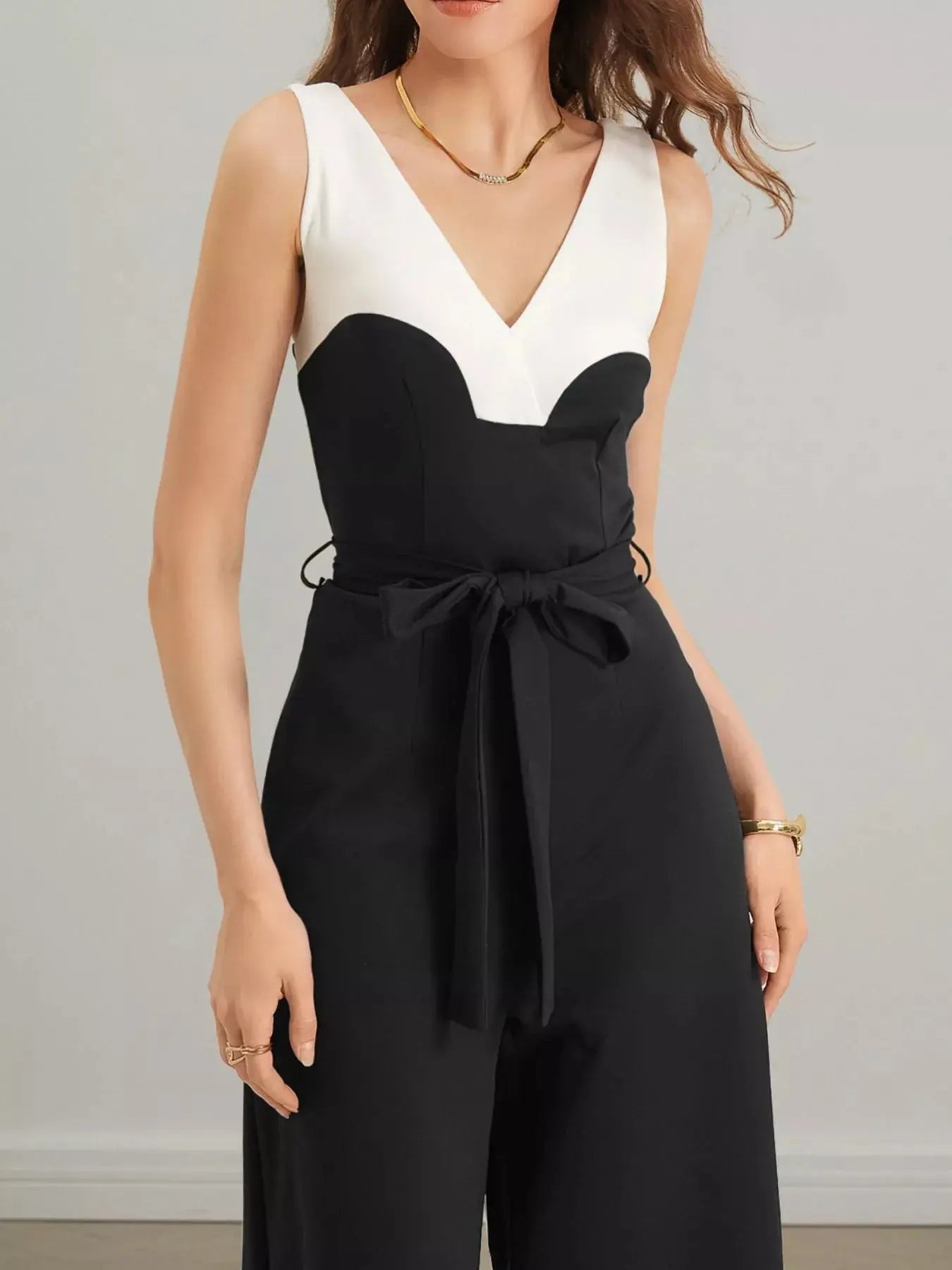 Color Block Wide Leg Jumpsuit Simply Love