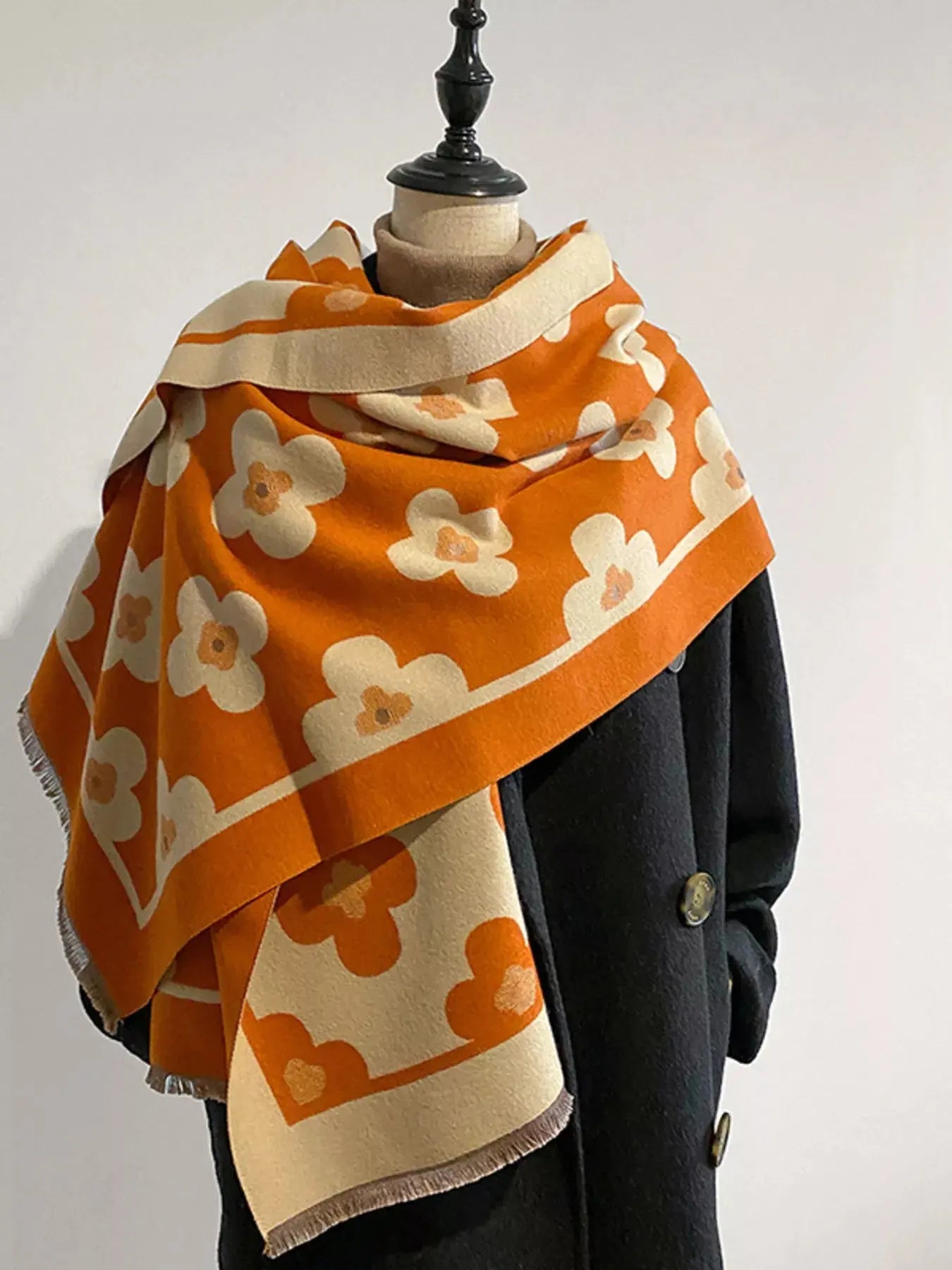 Floral Print Raw Hen Scarf Simply Love