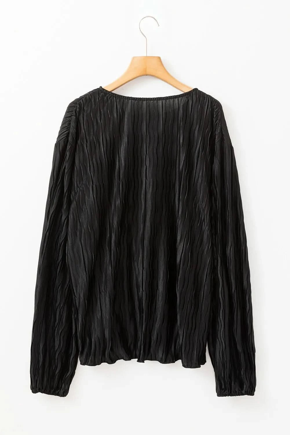 Tied Neck Sheer Long Sleeve Top