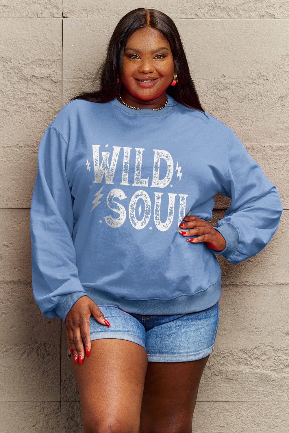 Simply Love Full Size WILD SOUL Graphic Sweatshirt.