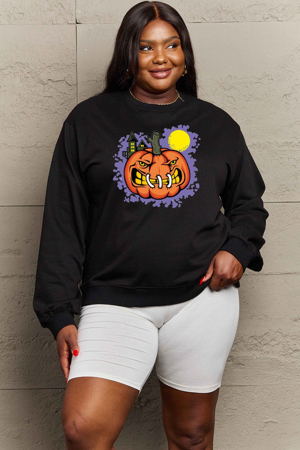 Simply Love Full Size Graphic Round Neck Sweatshirt.