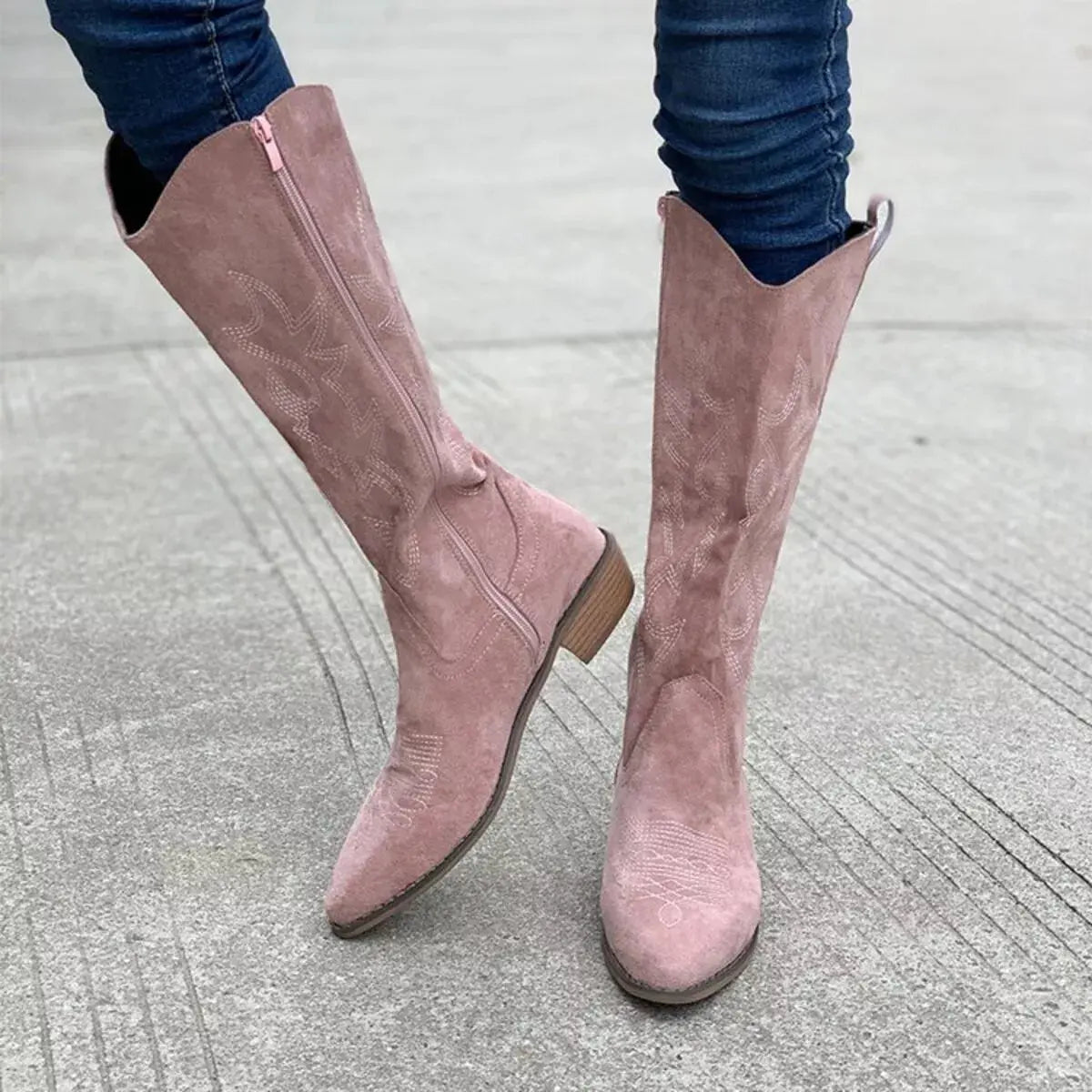 Point Toe Block Heels Boots Simply Love