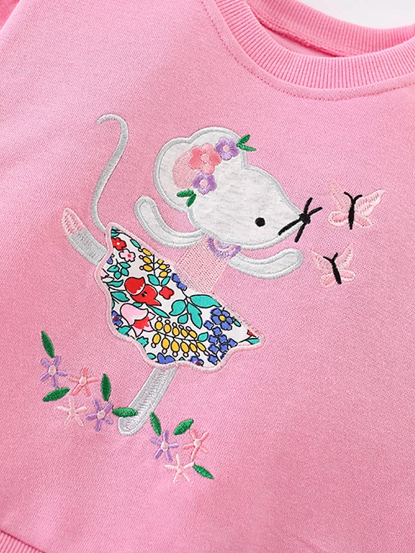 Kids Embroidered Cartoon Elephant Sweatshirt With Floral Accents Simply Love