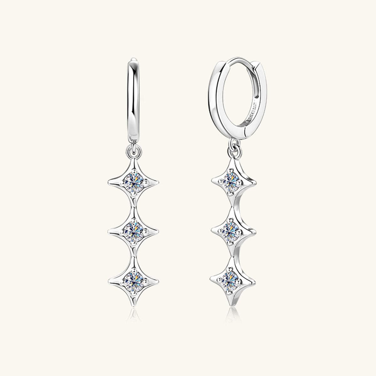 Moissanite 925 Sterling Silver Geometric Shape Earrings.