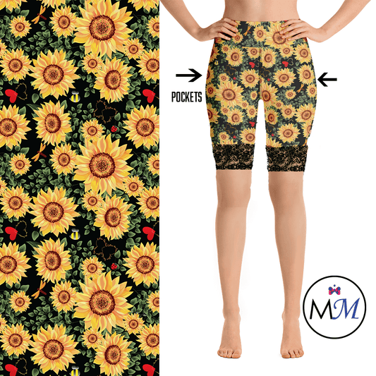 Sunflower Leggings with Black Lace Shorts. MM