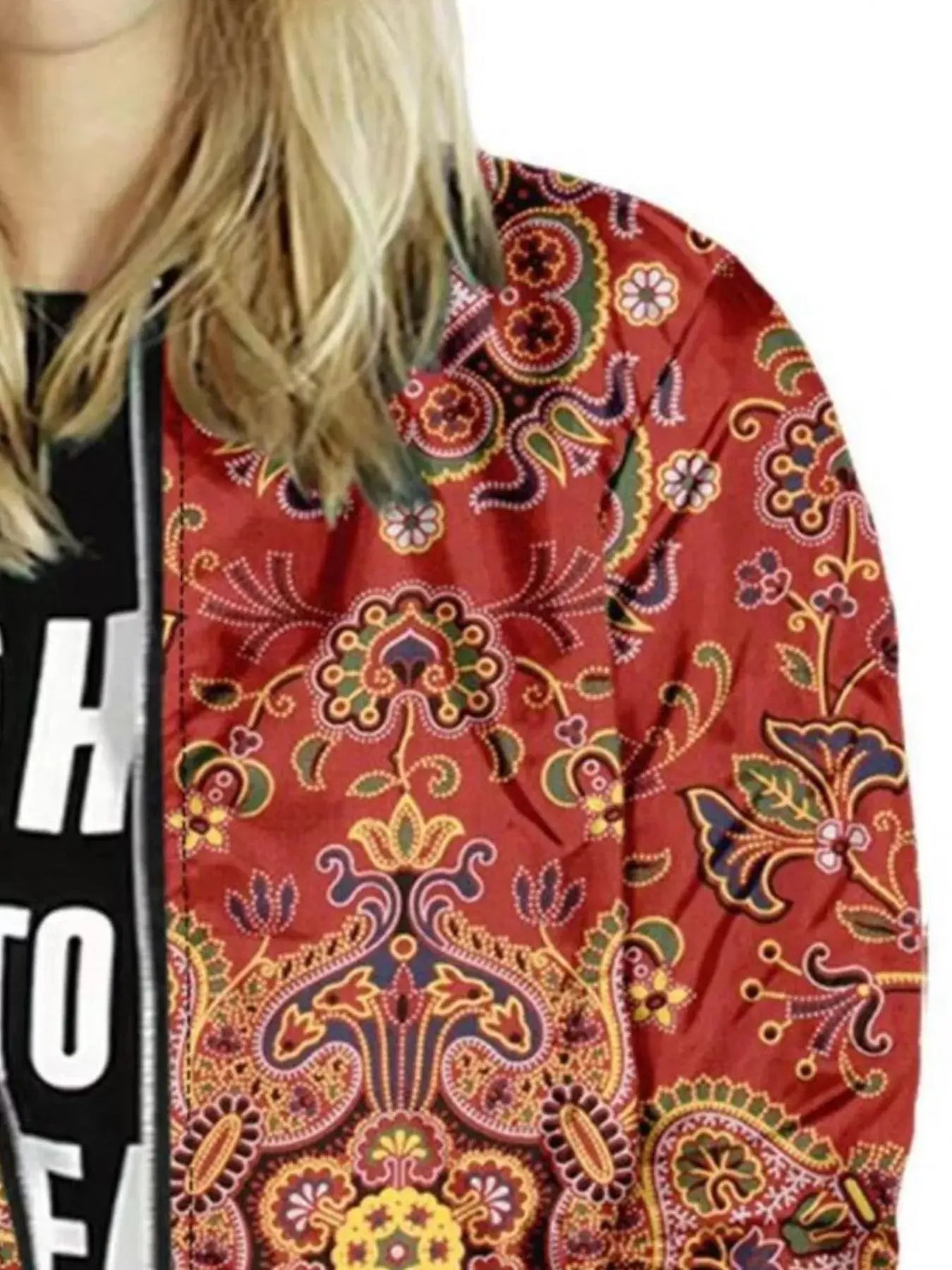 Zip Up Printed Jacket Simply Love