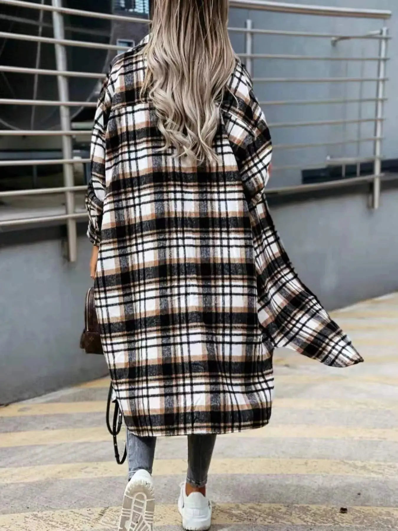 Plaid Button Up Longline Shacket Simply Love