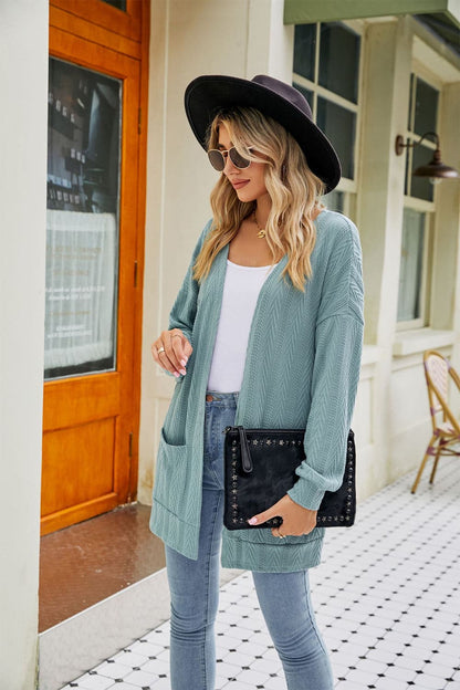 Long Sleeve Pocketed Cardigan.