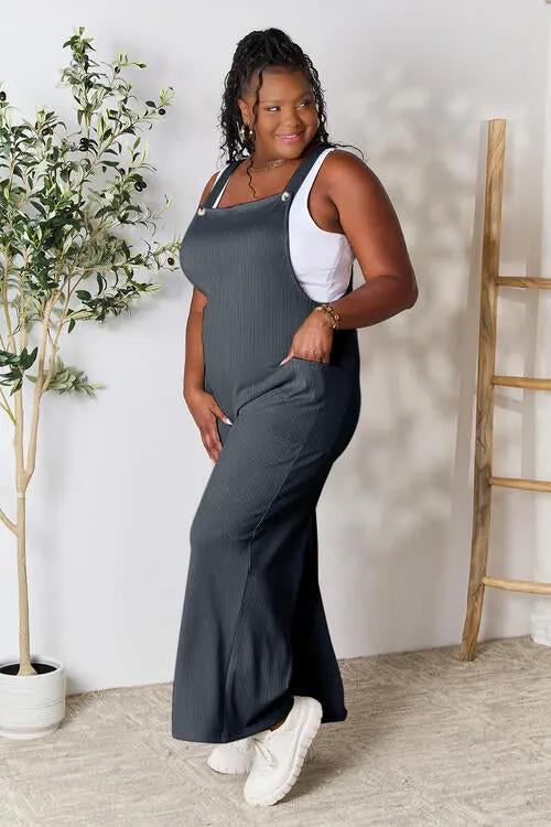 Double Take Full Size Wide Strap Overall with Pockets - Love Salve