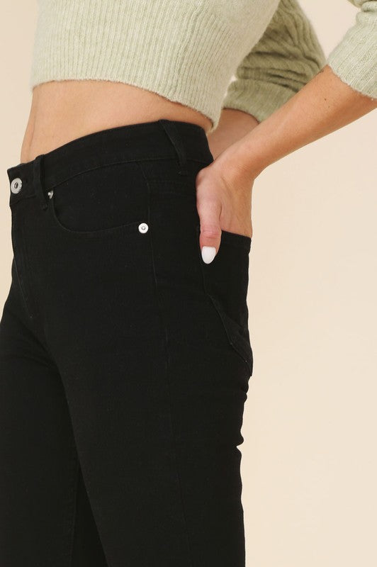 Sleek black stretch denim skinny jeans