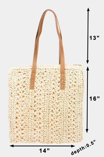 Fame Straw Braided Tote Bag.