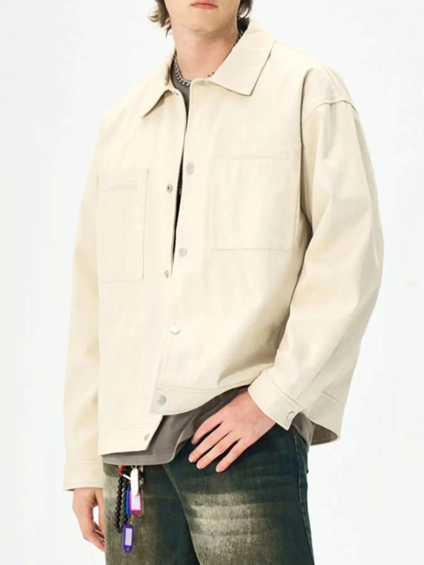 Mens Plus Size Casual Snap Down Cotton Jacket With Chest Pockets Simply Love