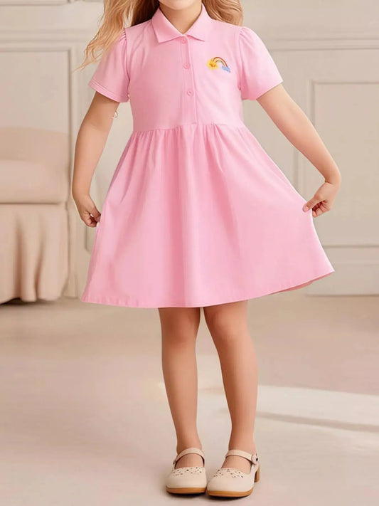 Children's Rainbow Embroidered Polo Dress Simply Love