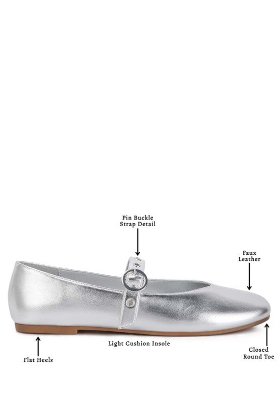 Callum metallic mary jane flats