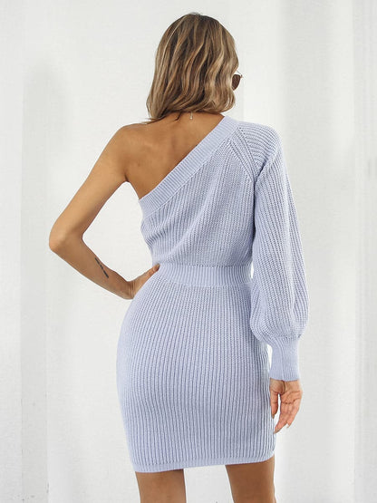 One-Shoulder Mini Sweater Dress.